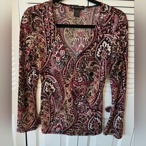 INC International Concepts Paisley Print Blouse - Red, Black, White